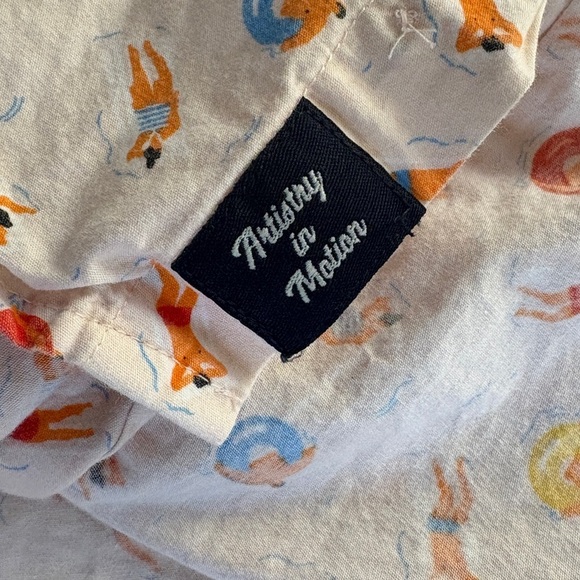 Artistry in Motion Shirt Mens L Button Down Pink Swimming Pool Party Tubing Fun - Picture 7 of 11